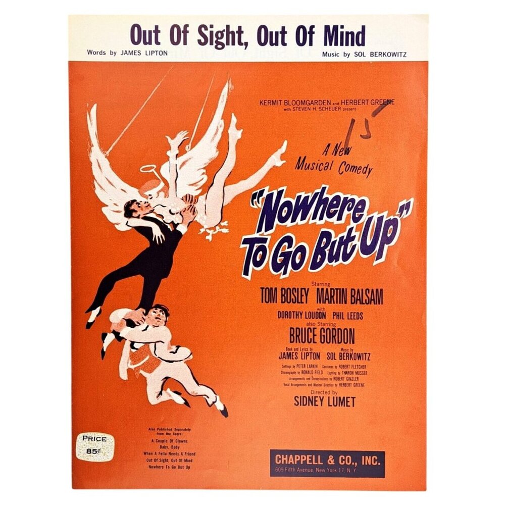Vintage Nowhere To Go But Up Sheet Music Out Of Sight Out Of Mind 1962 Musical